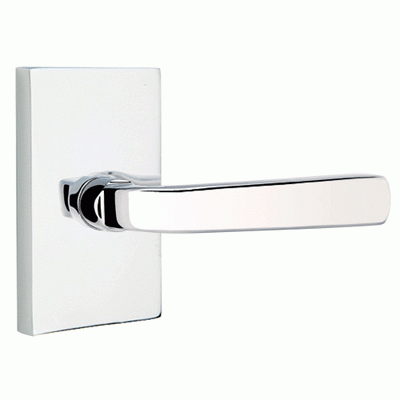##Antique Hardware## Brass Modern Hardware - Double Dummy Sion Door Lever With Modern Rectangular Rosette in Satin Brass - 5052SIOUS4 - Emtek Hardware