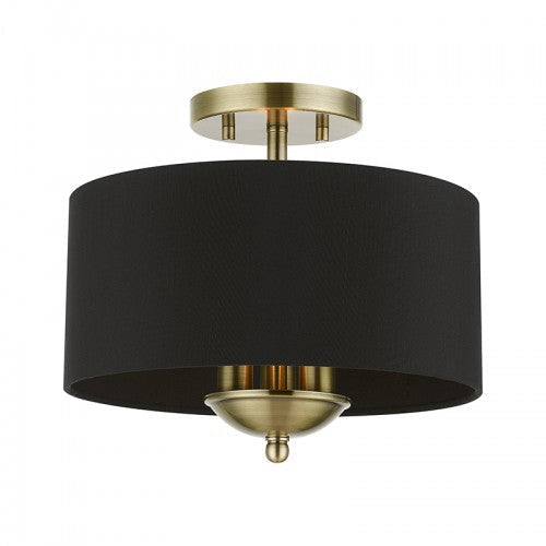 ##Antique Hardware## 3 Light Antique Brass Semi-Flush Mount