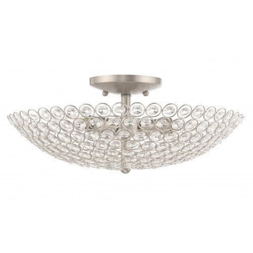 ##Antique Hardware## 3 Light Brushed Nickel Ceiling Mount