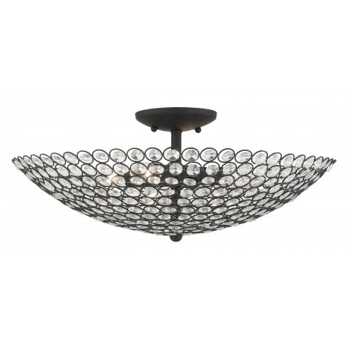 ##Antique Hardware## 4 Light Black Semi Flush