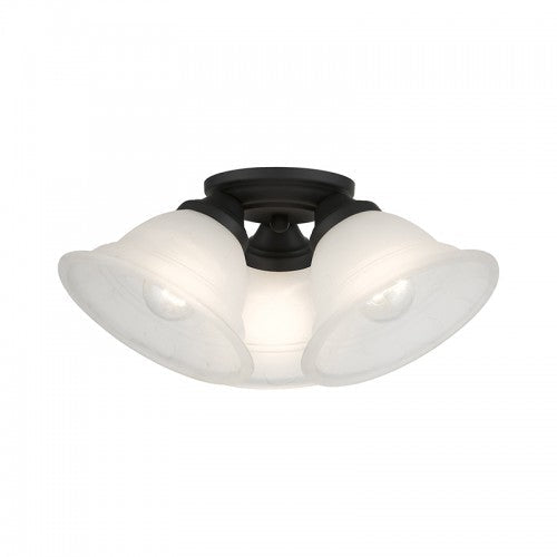 ##Antique Hardware## 3 Light Black Flush Mount