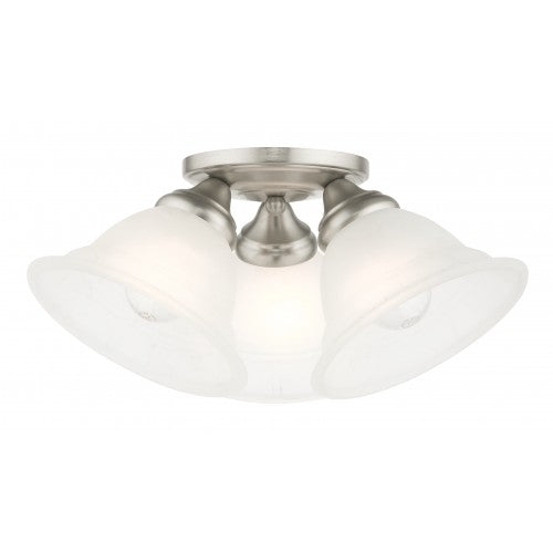 ##Antique Hardware## 3 Light Painted Satin Nickel Flush Mount