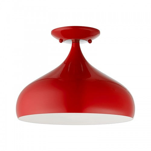 ##Antique Hardware## 1 Light Shiny Red Semi-Flush Mount
