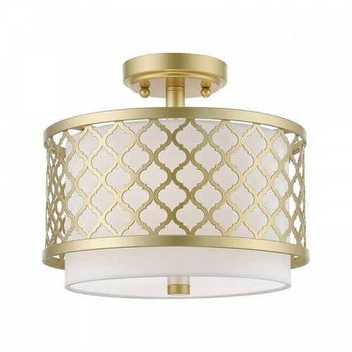 ##Antique Hardware## 2 Light Soft Gold Small Semi-Flush