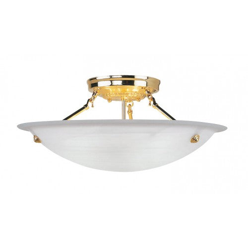 Antique Hardware 3 Light Polished Brass Ceiling Mount Semi Flush