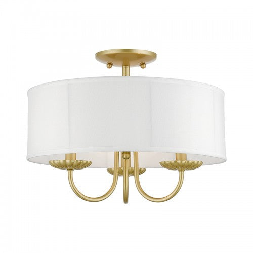 ##Antique Hardware## 3 Light Soft Gold Semi-Flush Mount