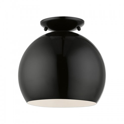 ##Antique Hardware## 1 Light Shiny Black Semi-Flush Mount