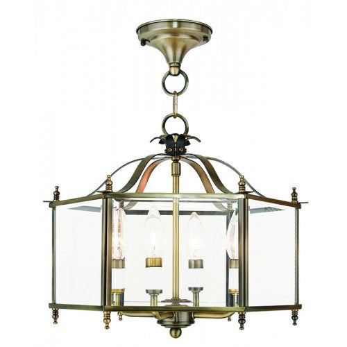 ##Antique Hardware## 4 Light Antique Brass Chain Hang/Ceiling Mount