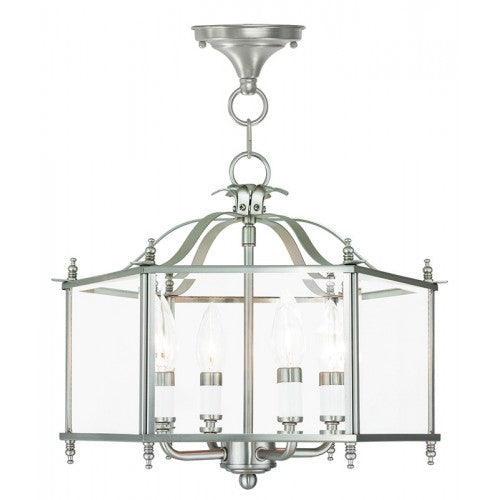 ##Antique Hardware## 4 Light Brushed Nickel Chain Hang/Ceiling Mount