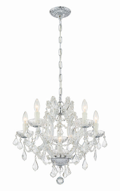 ##Antique Hardware## Maria Theresa 6 Light Hand Cut Crystal Polished Chrome Chandelier