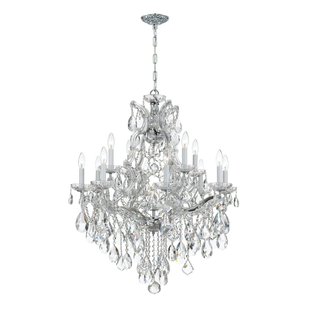 ##Antique Hardware## Maria Theresa 13 Light Spectra Crystal Polished Chrome Chandelier