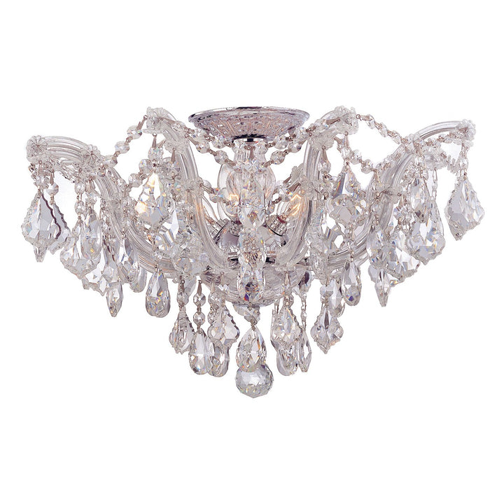 ##Antique Hardware## Maria Theresa 5 Light Hand Cut Crystal Polished Chrome Semi Flush Mount