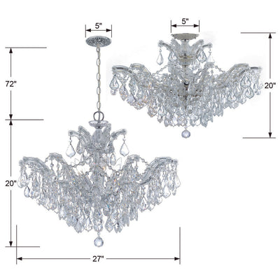 ##Antique Hardware## Maria Theresa 6 Light Spectra Crystal Polished Chrome Semi Flush Mount