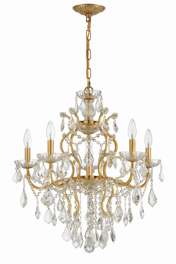 Antique Hardware Filmore 6 Light Hand Cut Crystal Antique Gold Chandelier Chandelier