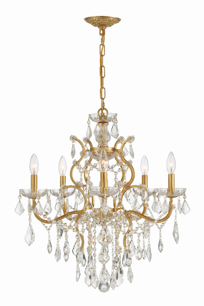Antique Hardware Filmore 6 Light Hand Cut Crystal Antique Gold Chandelier Chandelier