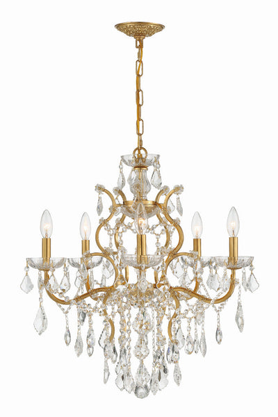 Antique Hardware Filmore 6 Light Hand Cut Crystal Antique Gold Chandelier Chandelier