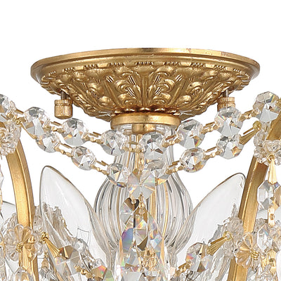 ##Antique Hardware## Filmore 5 Light Hand Cut Crystal Antique Gold Flush Mount