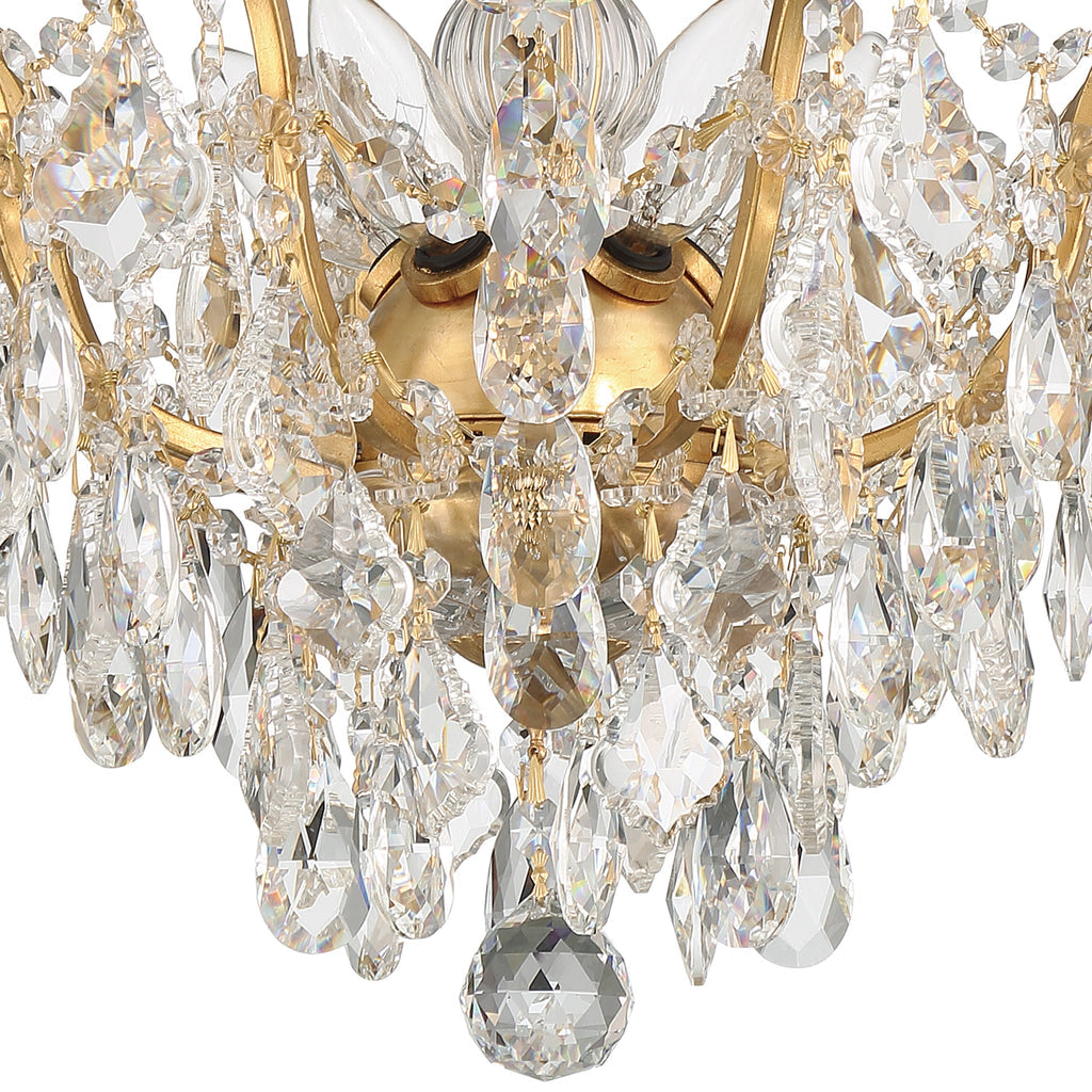 ##Antique Hardware## Filmore 5 Light Hand Cut Crystal Antique Gold Flush Mount