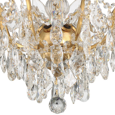 ##Antique Hardware## Filmore 5 Light Hand Cut Crystal Antique Gold Flush Mount
