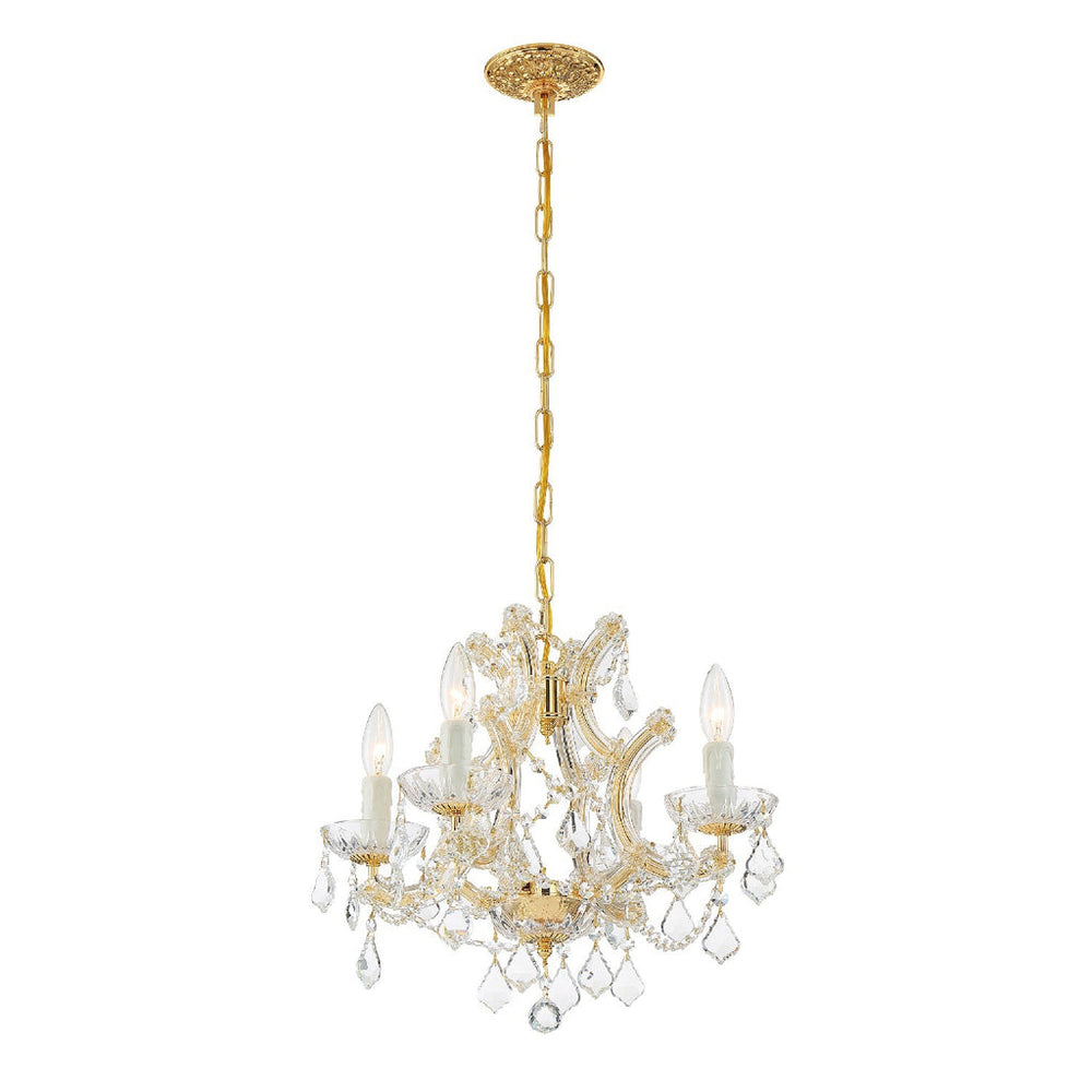 ##Antique Hardware## Maria Theresa 4 Light Hand Cut Crystal Gold Mini Chandelier