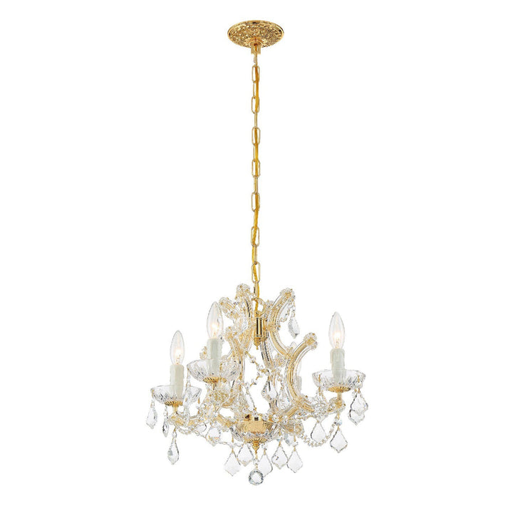 ##Antique Hardware## Maria Theresa 4 Light Hand Cut Crystal Gold Mini Chandelier