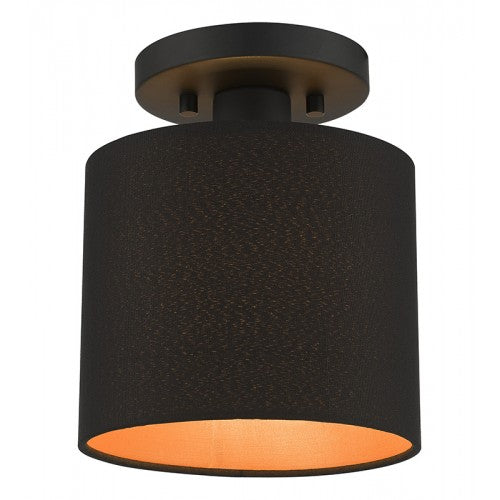 ##Antique Hardware## 1 Light Black Petite Semi-Flush