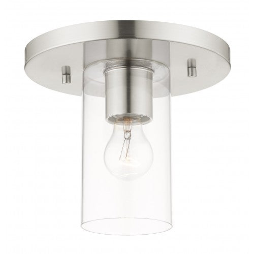 ##Antique Hardware## 1 Light Brushed Nickel Flush Mount