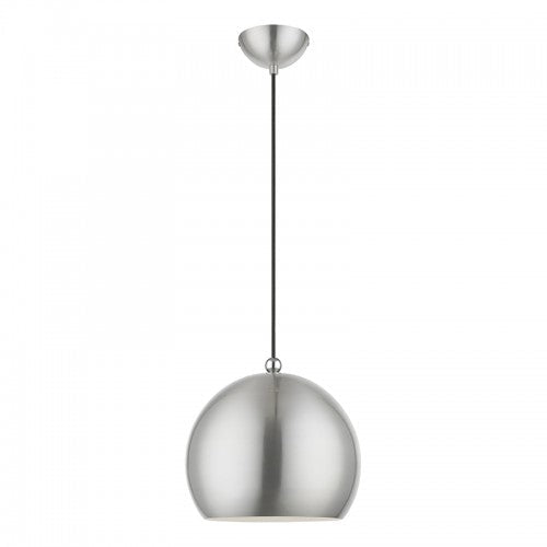 ##Antique Hardware## 1 Light Brushed Nickel with Polished Chrome Accents Globe Pendant