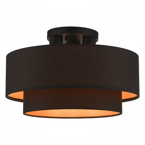 ##Antique Hardware## 3 Light Black Large Semi-Flush