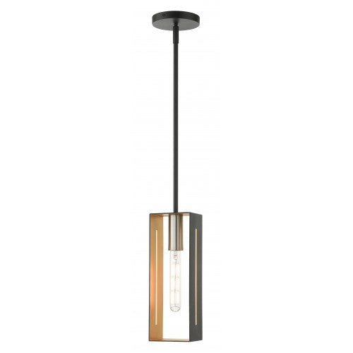 ##Antique Hardware## 1 Light Textured Black with Brushed Nickel Accents Pendant