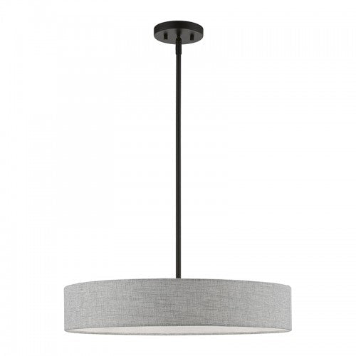 ##Antique Hardware## 4 Light Black Medium Drum Pendant