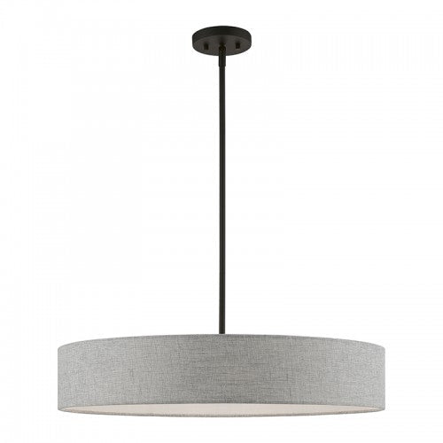 ##Antique Hardware## 5 Light Black Large Drum Pendant