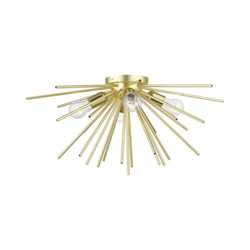Antique Hardware 4 Light Soft Gold with Polished Brass Accents Large Flush Mount Flush Mount