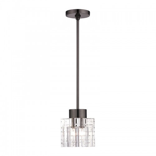 ##Antique Hardware## 1 Light Black Chrome Crystal Single Pendant