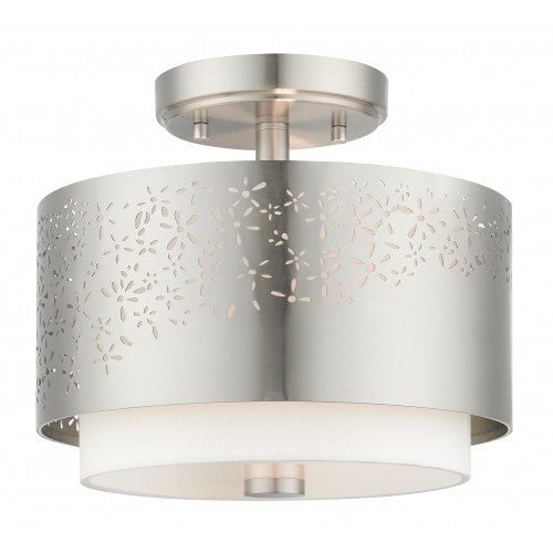 ##Antique Hardware## 2 Light Brushed Nickel Semi Flush