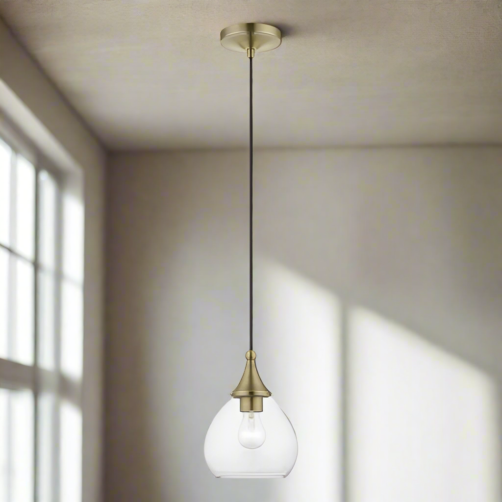 ##Antique Hardware## 1 Light Antique Brass Mini Pendant