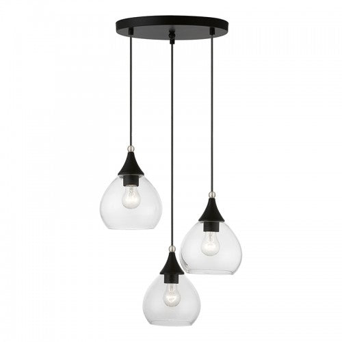 ##Antique Hardware## 3 Light Black with Brushed Nickel Accents Multi Pendant