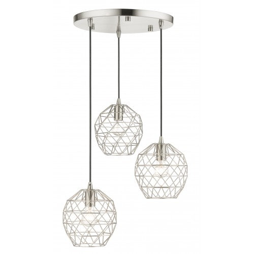 ##Antique Hardware## 3 Light Brushed Nickel Pendant