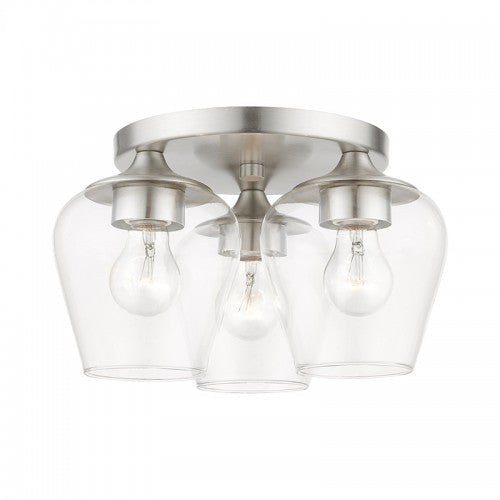 Antique Hardware 3 Light Brushed Nickel Flush Mount Flush Mount