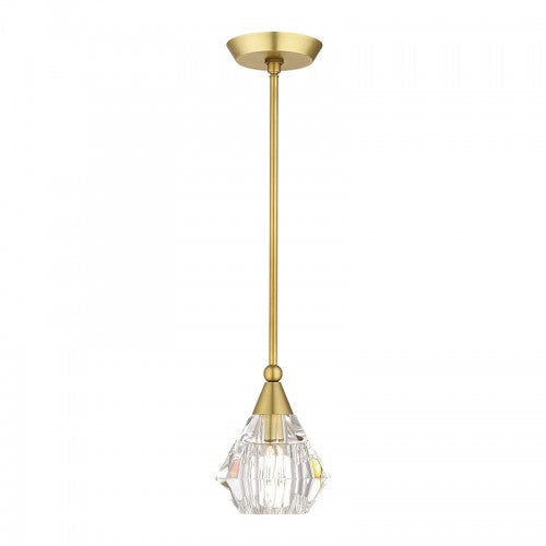##Antique Hardware## 1 Light Natural Brass Crystal Single Pendant