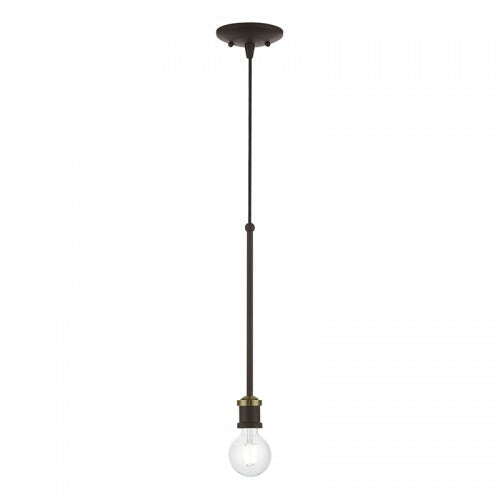 ##Antique Hardware## 1 Light Bronze with Antique Brass Accents Single Pendant