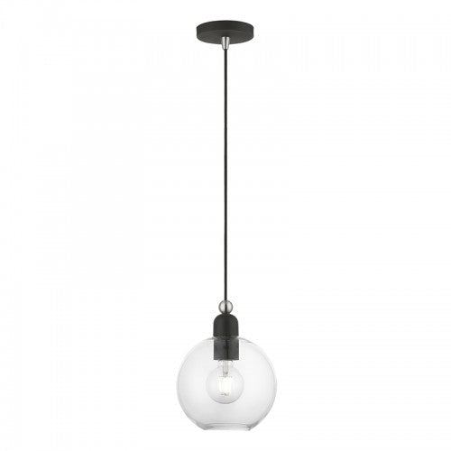 ##Antique Hardware## 1 Light Black with Brushed Nickel Accents Sphere Pendant