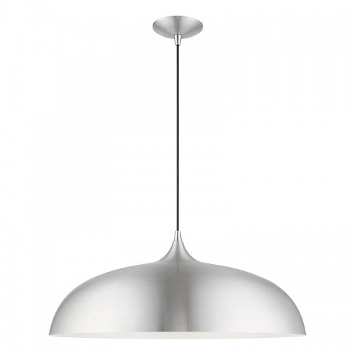 ##Antique Hardware## 3 Light Brushed Aluminum with Polished Chrome Accents Large Pendant