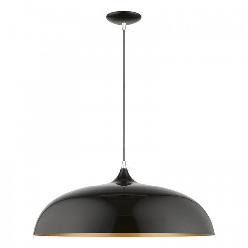 ##Antique Hardware## 3 Light Shiny Black with Polished Chrome Accents Large Pendant