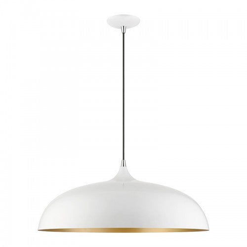 ##Antique Hardware## 3 Light Shiny White with Polished Chrome Accents Large Pendant