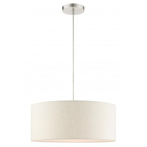 ##Antique Hardware## 3 Light Brushed Nickel Drum Pendant