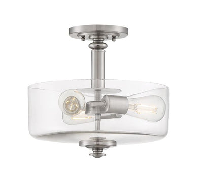 Antique Hardware Dardyn 3 Light Convertible Semi Flush in Brushed Polished Nickel (Clear Glass) Semi Flush