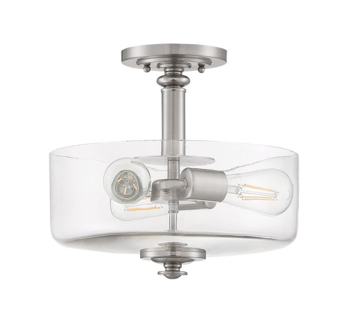 Antique Hardware Dardyn 3 Light Convertible Semi Flush in Brushed Polished Nickel (Clear Glass) Semi Flush