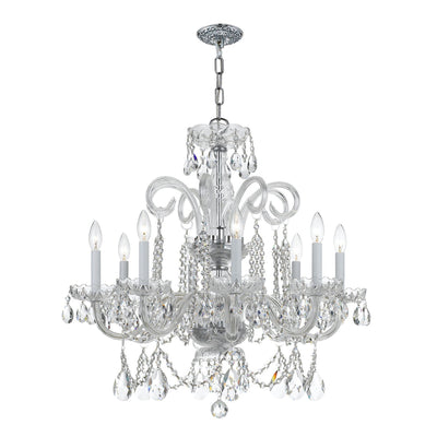 ##Antique Hardware## Traditional Crystal 8 Light Spectra Crystal Polished Chrome Chandelier