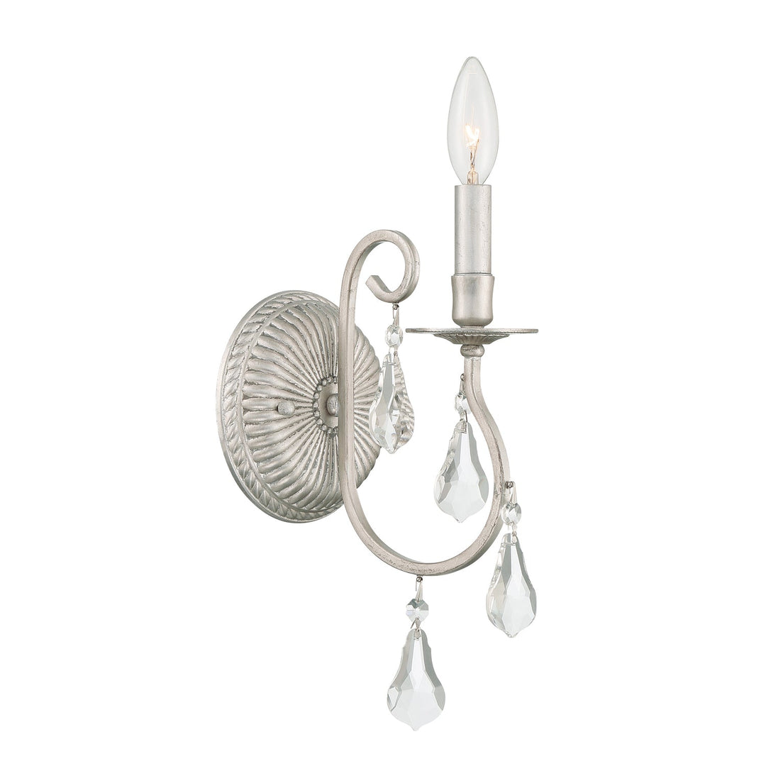 ##Antique Hardware## Ashton 1 Light Hand Cut Crystal Olde Silver Sconce